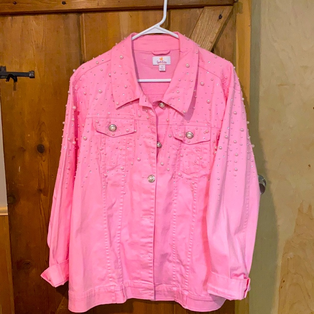 Pink denim jacket